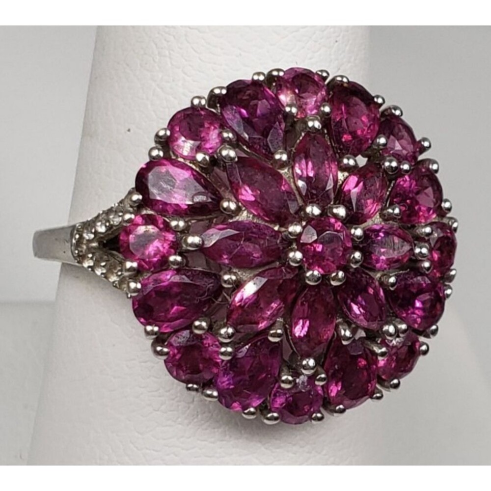 DJoy Signed 925 Sterling Silver Purplish Pink Rhodolite Garnet Ring Size 8.25 - Picture 7 of 16